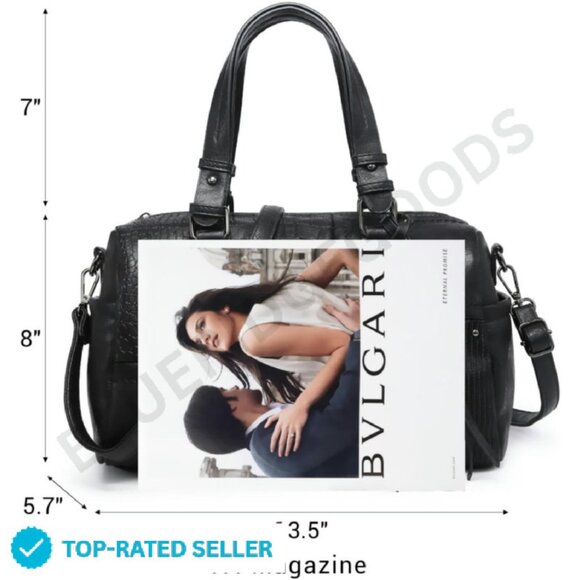 Vegan Leather Barrel Bag Large Hobo Tote Satchel Shoulder Purse Work Chic - Picture 3 of 4